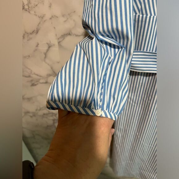 J. Crew Wrap Dress in Striped Cotton Poplin Size 14T - Picture 10 of 13